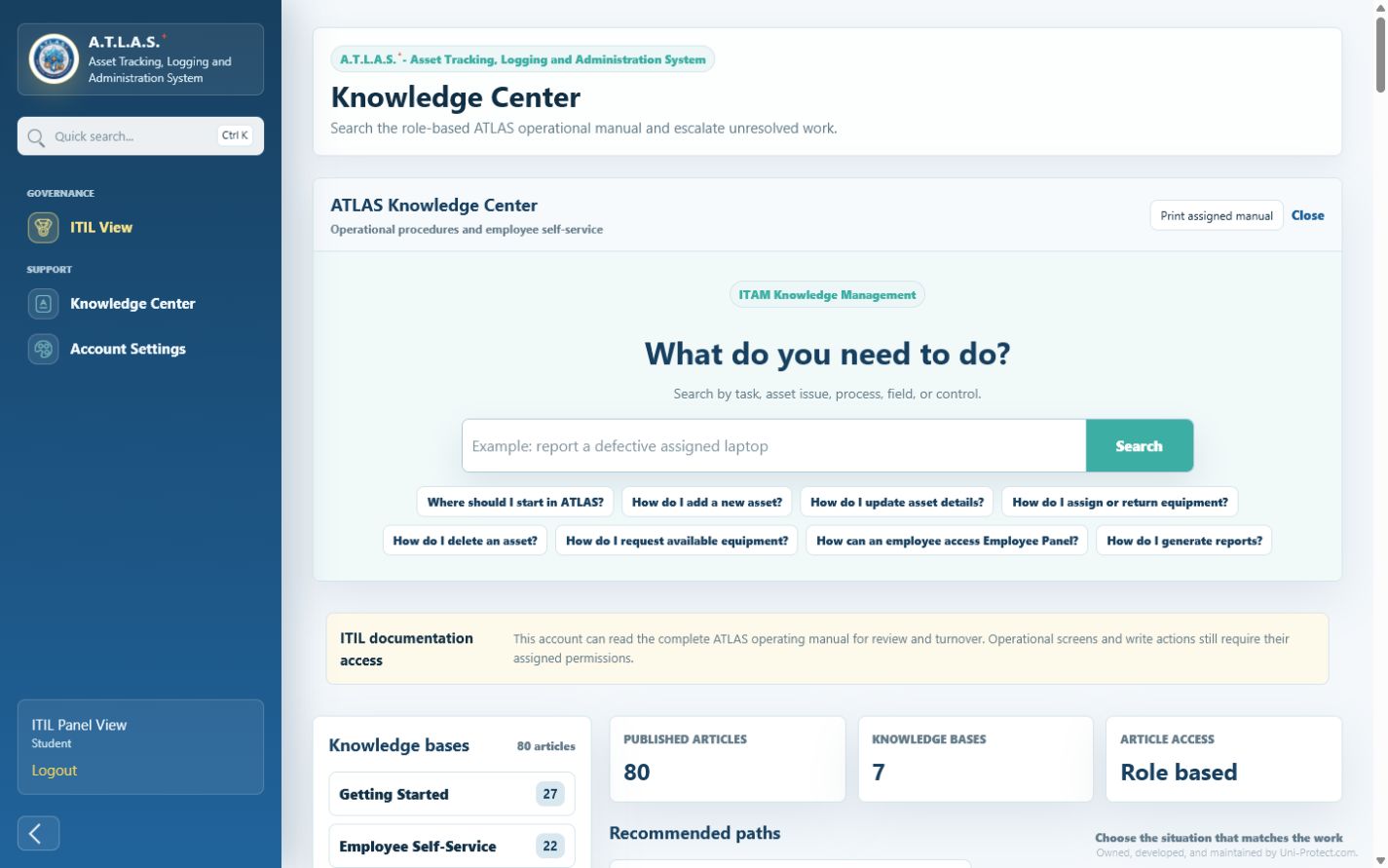 ATLAS Knowledge Center operational manual
